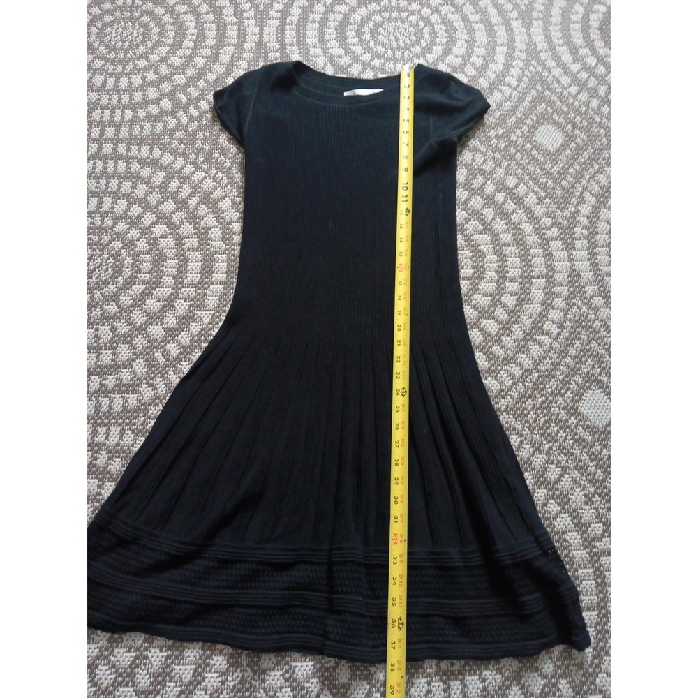 Max Studio SMALL Knit Sweater Dress Cotton Midi Black Fit Flare‎ Office Siren - Picture 9 of 12